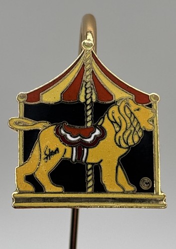 Vintage Cloisonné Enamel Lion Carousel Bookmark Gold Multicolor Book Mark