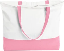 1 Pack Canvas Tote Bags with Zipper Blank Reusable Grocery Bags Widened Washable