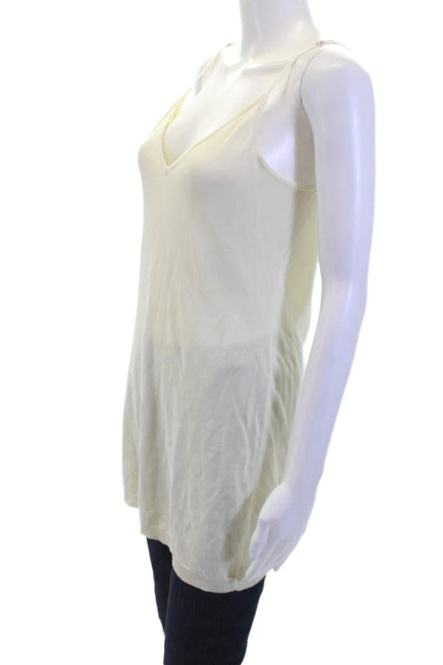 Frame Womens Textured Spaghetti Strap V-neck Tank Top Yellow Size S - Image 2 of 4