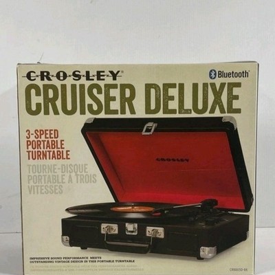Crosley CR8005DBK Cruiser Deluxe Vintage 3-Speed Bluetooth Turntable Black NEW !