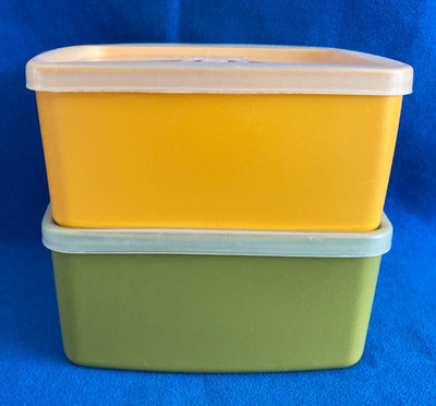 Vintage Tupperware Ernte eckig Vorratsbehälter 311 blickdichte Deckel 310
