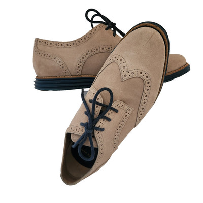 Cole Haan Lunargrand Women's tan suede leather shoes blue laces size 8 B E02