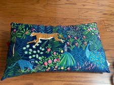 LILLIAN AUGUST Home Feather Filled Blue Leopard & Jungle ~13"x23" Pillow