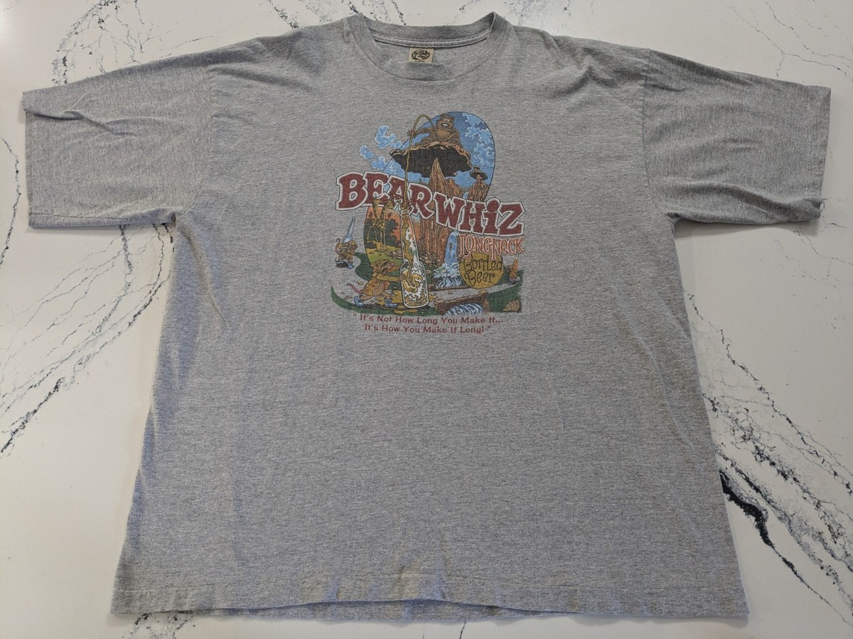 Vintage Bear Whiz Beer Promo T Shirt Double Sided 90