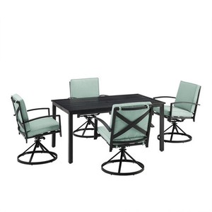 Crosley Furniture Kaplan 5 Piece Metal Outdoor Dining Set in Mist Green