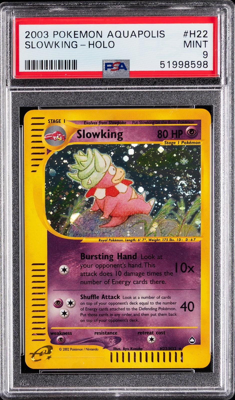 2003 POKEMON AQUAPOLIS #H22 SLOWKING-HOLO PSA 9