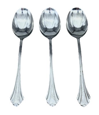 Oneida Bancroft Stainless Oval Soup Spoons 6 7/8  Lot 3 Flatware Utensils USA VT