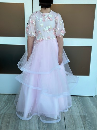 Zoe LTD Girls Pink Semi-Custom Tulle Flower Girl/Special Occasion Gown/Dress -16 - Picture 8 of 20
