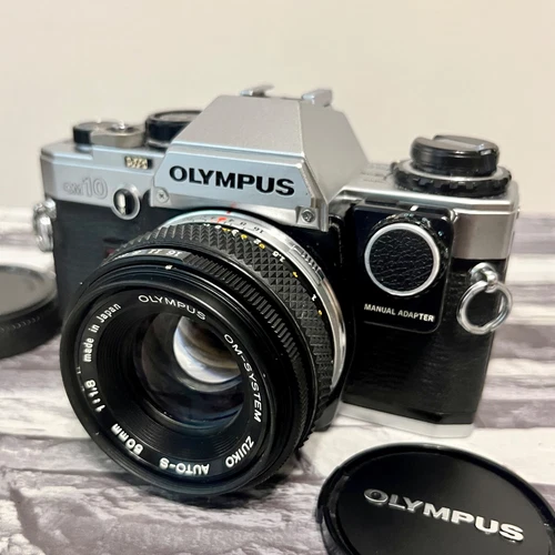 OLYMPUS OM10 SLR Film Camera w/ ZUIKO AUTO-S  50mm F1.8 Lens＋Manual Adapter!