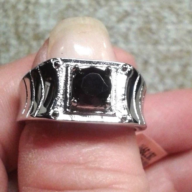 ANILLO TAILANDÉS ESPINELA NEGRA ACERO INOXIDABLE HOMBRE (TALLA 12 1/2) TGW 0.50 CTS Foto 3 de 4