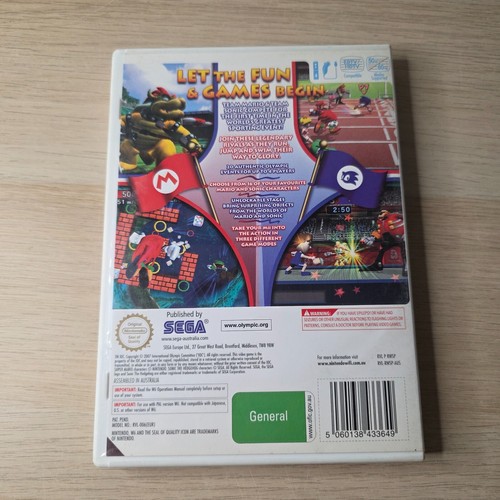 Mario & Sonic at The Olympic Games Wii 2007 Video Game Incl Manual - Picture 2 of 3