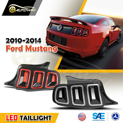 LED Tail Lights For 2010-2014 Ford Mustang Sequential Turn Signal Running Lamps 