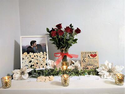 Wedding Guest Book Alternative with Hearts | Removable Back | Includes Sign A |