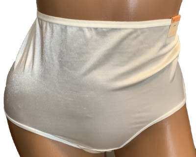 NEW Cacique Second Skin Satin Hi-Cut Full Brief Panty Ivory Tan 2 PAIR  22 / 24