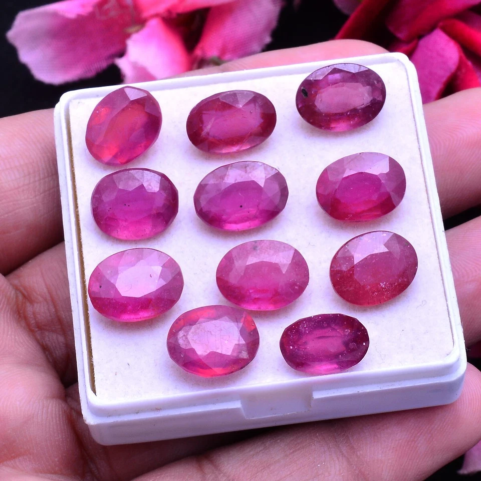 11 Pcs Natural Ruby Top Quality Pinkish Red 11mm-13mm Oval Cut Loose Gemstones - Image 2 of 4