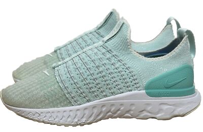 Nike Womens React Phantom Run Flyknit  Green Casual Shoes Sneakers Sz 6 Running