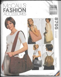 McCALL'S Fashion Accessories 8705 Vintage Sewing Pattern Bags, Totes, Backpacks