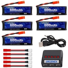 3.7v Lipo Battery 600mAh with JST Plug 1S Li-Po Battery with X5 Battery Charg...