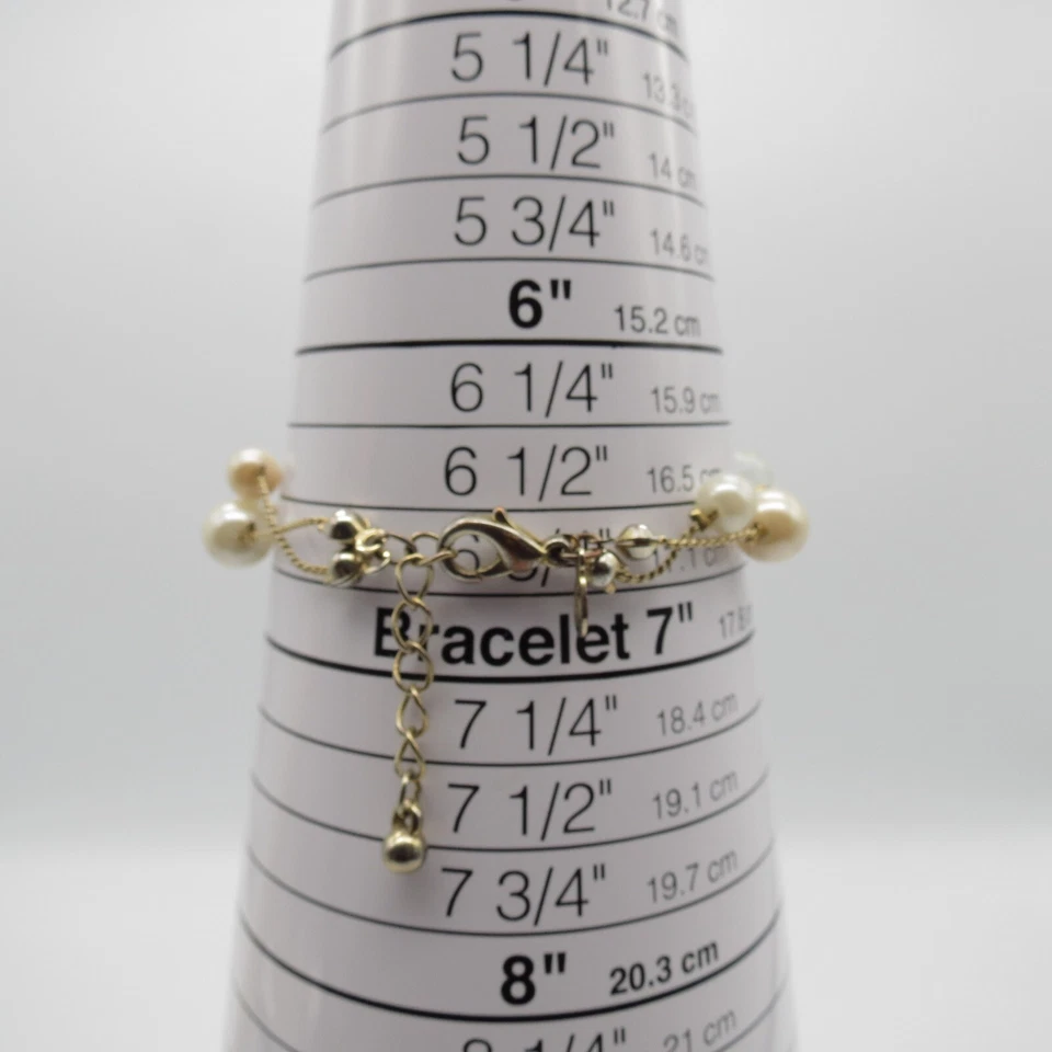 Pulseira de pérolas falsas design Premier estação miçangas corrente tom dourado fofa coquete * - Imagem 3 de 4