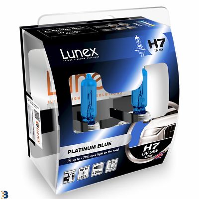 Lunex H7 477 Platinum Blue 4700K Super Blue 12V 55W Car Headlight Bulbs Twin