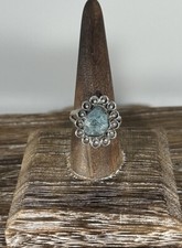 Handmade Rough Blue Apatite 925 Sterling Silver Ring Sz 8.75
