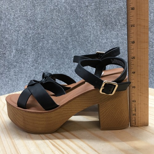 Universal Thread Sandals Womens 7.5 Valerie Platform Black Faux Leather NEW - Picture 13 of 18