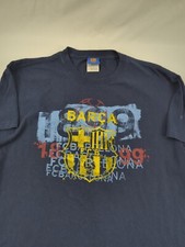 Fc Barcelona Soccer Football Team Navy Color T-shirt S/M Navy Blue Excellent