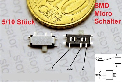 SMD Miniatur Schiebeschalter Switch Schalter Micro Mini Ein Aus 3 Pin MSK 12C01