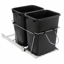 Pull Out Trash Kitchen Double Garbage Can Under Cabinet Waste Container 35 Quart