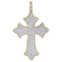 10K Gelb Gold Echter Diamant Herren Spitz Kreuz AnhäNger Vereist Aus 4.63 Karat