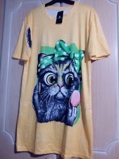 Ladies T-shirt Dress mix yellow shortsleeve Size to fit UK 14-16