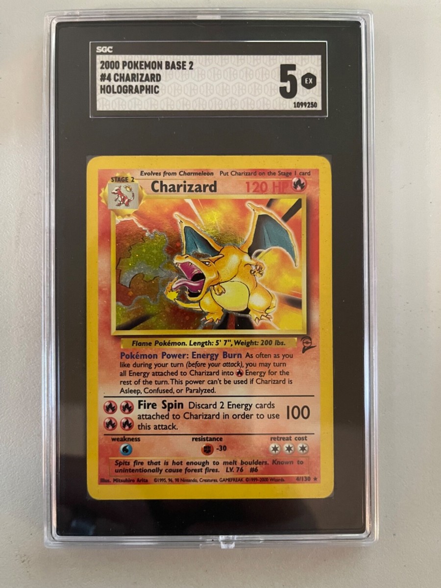Charizard Holo with Swirl / Base Set 2 / SGC 5 Excellent (Harsh