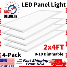 2x4Ft LED Panel Troffer Edge-Lit Flat 4 Pack 75 Watt,7800LM Drop Ceiling Light