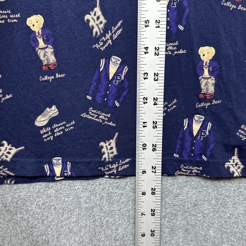 Polo Ralph Lauren Tee Shirt Youth XL 18 20 Blue College Bear AOP Preppy Modern - Picture 7 of 12