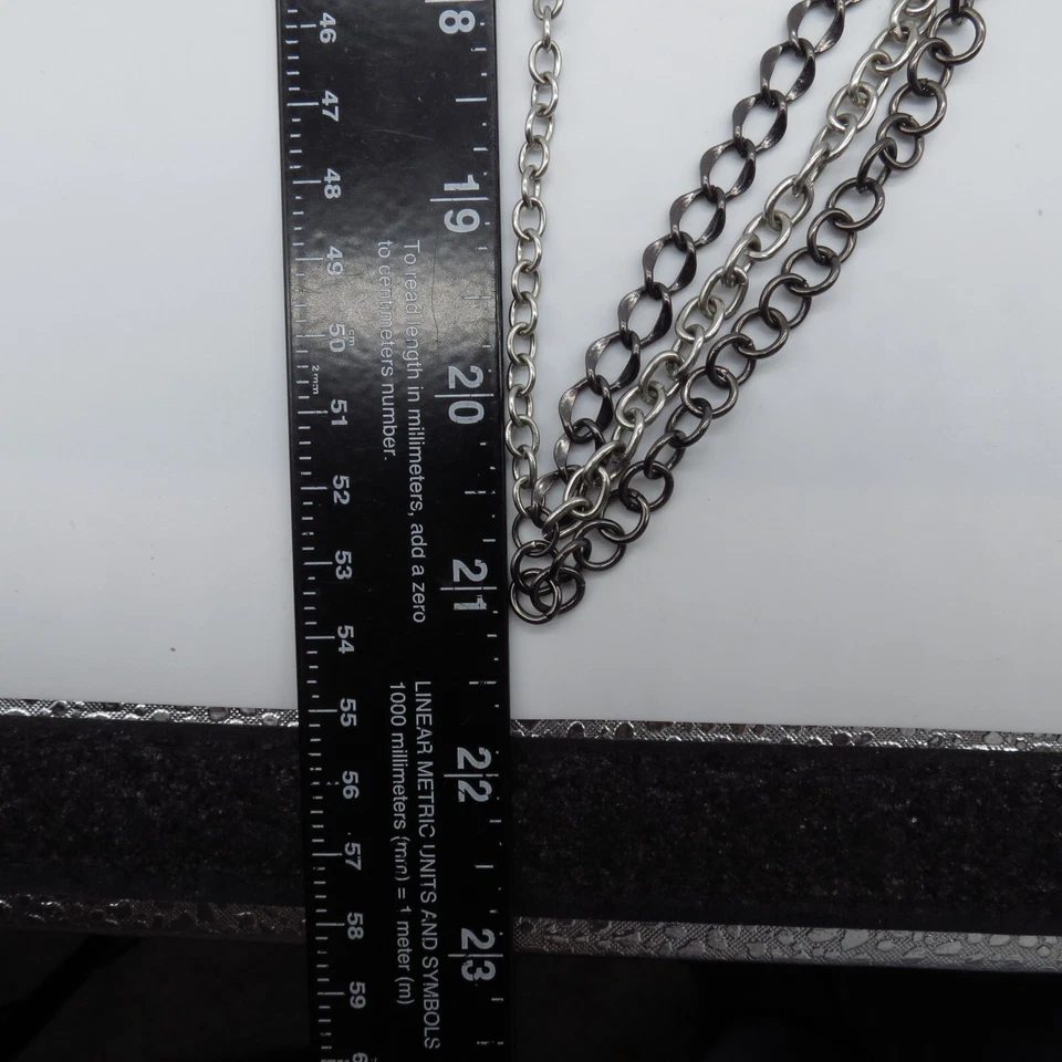 Collar Cadena Capas Multicolor Cuentas Negro Tono Plata Ecléctico Retro 21" Foto 4 de 4