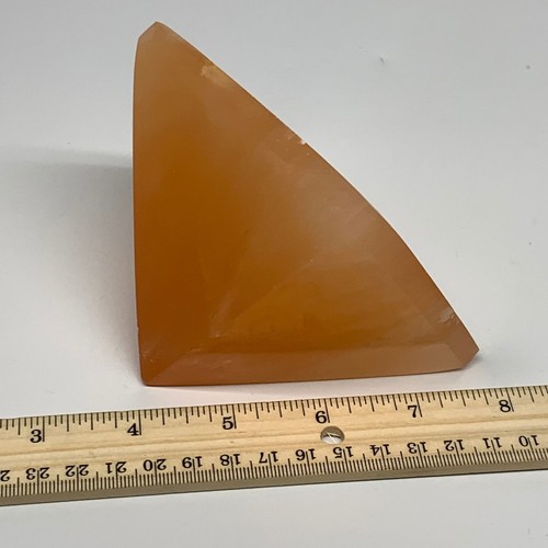 660g, 3"x3.8" Orange Selenite/Satin Spar Pyramid Crystal @Morocco, B24202 - Picture 11 of 11