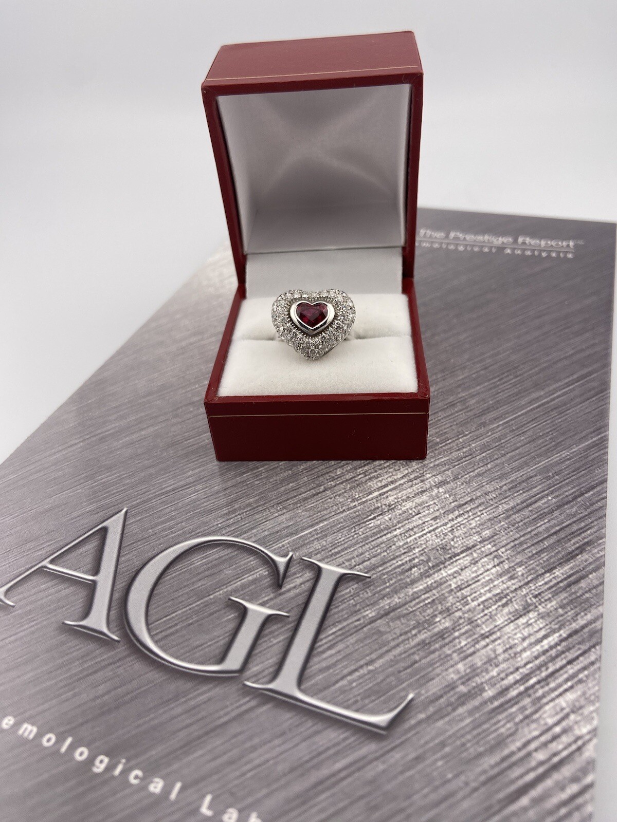 18KW Thai Ruby  Heart Shaped ring - image 1