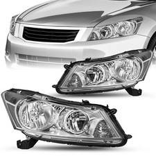For 2008-2012 Honda Accord 4-Door Sedan Chrome Headlights Clear Corner Lamps L+R