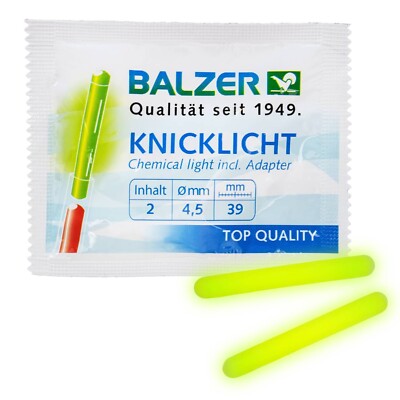 10 Balzer Knicklichter gelb 4,5 x 39mm - Knicklicht mit Adapter