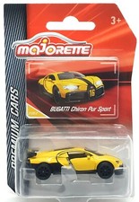 Majorette Bugatti Chiron Pur Sport Yellow 1:65 3" Package with Card