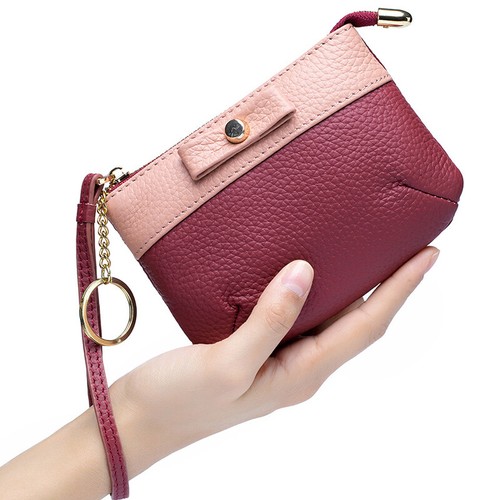 Women's Genuine Leather Litchi Clutch Cute Zipper Wallet Card Holder Coin Purse - Picture 7 of 17