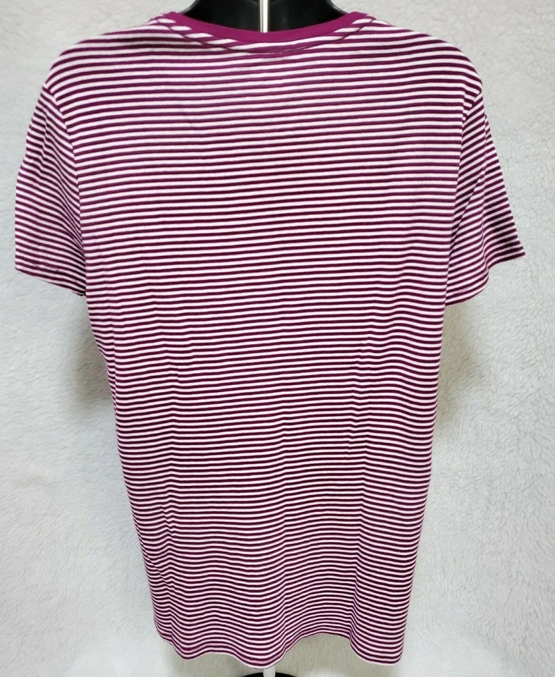 Camisa Blusa Top Mujer Faded Glory Talla XXL 20 2XL 2X Grande Púrpura Blanco Rayas Foto 4 de 4