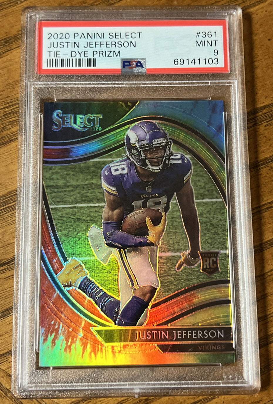 2020 Panini Select Justin Jefferson RC Field Level Tie-dye /25 PSA9 Pop 2 🔥 🔥