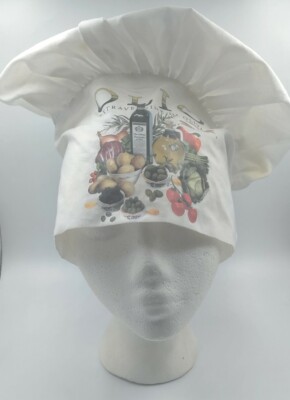 Olio Extra Vergine Di Oliva Large White Fabric Chefs Hat Adjustable