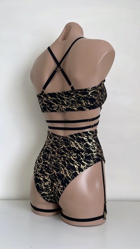 Schminke ⚜️ Pole dance set pole-wear marble gold black baby evil's top bottoms - Picture 6 of 17