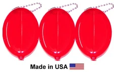 3 Red Oval Coin Holders | Key Chain Money Change Purse | Made in USA