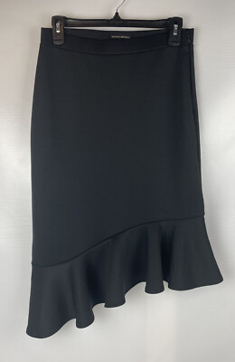 Banana Republic, Women s Ruffled Skirt, Size 4, Black,  Side Zip 01