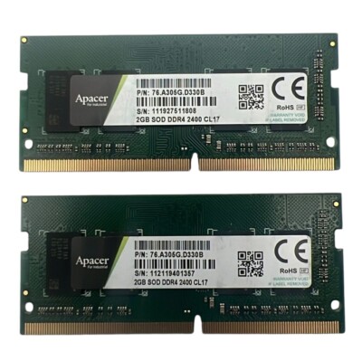 APACER 4GB (2x2GB) PC4-19200 DDR4-2400 RAM Laptop