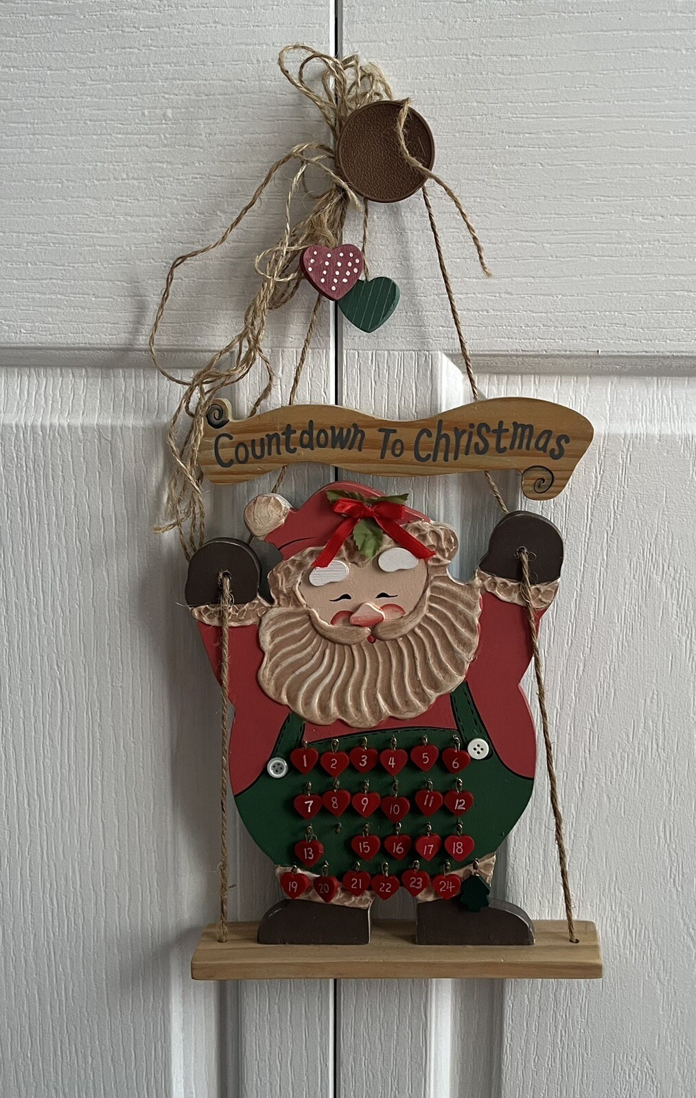 Vintage  Santa Countdown To Christmas Wooden Advent Calendar.  So Cute.