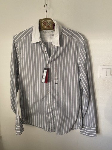 Esprit Mens Shirt Stripe Size M White Sk62